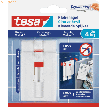 8 x Tesa Klebenagel für Fliesen und Metall (4kg) verstellbar VE=2 Stüc von Tesa