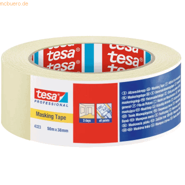 8 x Tesa Maler-Allzeckkrepp 4323 38mm x 50m hellbeige von Tesa