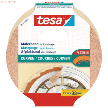 8 x Tesa Malerkrepp 25mx38mm für Rundungen beige von Tesa