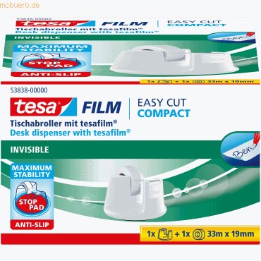 8 x Tesa Tischabroller Easy Cut compact weiß + 1 Rolle 33mx19mm matt u 8 x Tesa Tischabroller Easy Cut compact weiß + 1 Rolle 33mx19mm matt u von Tesa
