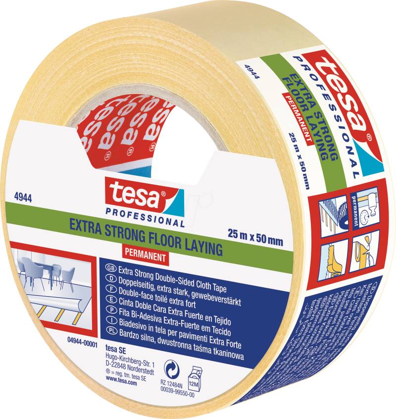 TESA 04944 - tesafix Verlegeband extra stark, permanent, 25m x 50mm von Tesa