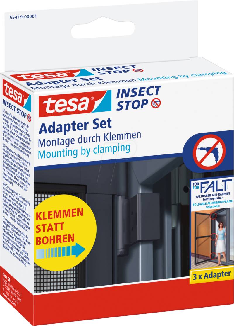 TESA 55419 AN - tesa® Insect Stop Falt, Bohrfrei-Adapter, antrhazit von Tesa