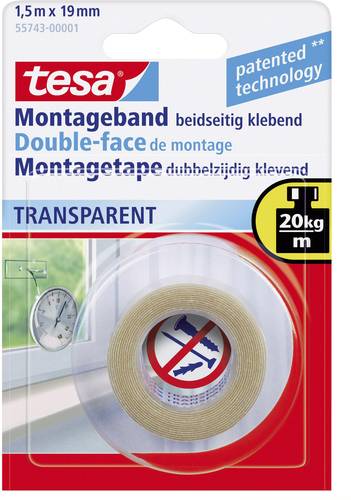 TESA 55743-00001-02 Montageband tesa® Powerbond Transparent (L x B) 1.5m x 19mm 1St. von Tesa