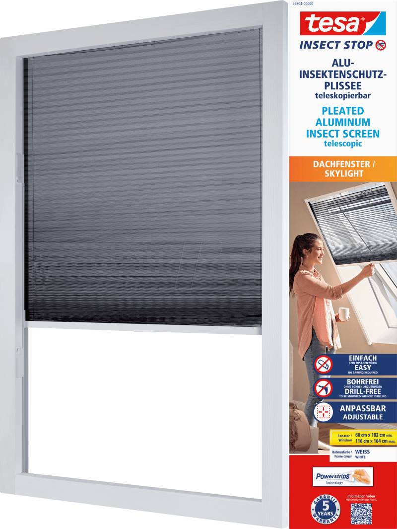 TESA 55804 - tesa® Insektenschutz Plissee Dachfenster, weiß von Tesa