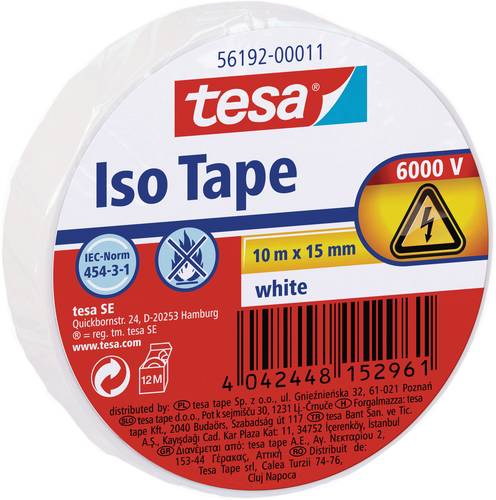 TESA 56192-00011-22 Isolierband Weiß (L x B) 10m x 15mm von Tesa