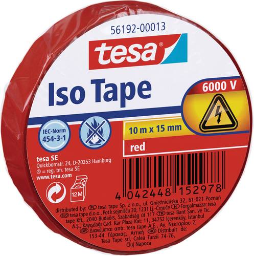 TESA 56192-00013-22 Isolierband Rot (L x B) 10m x 15mm von Tesa