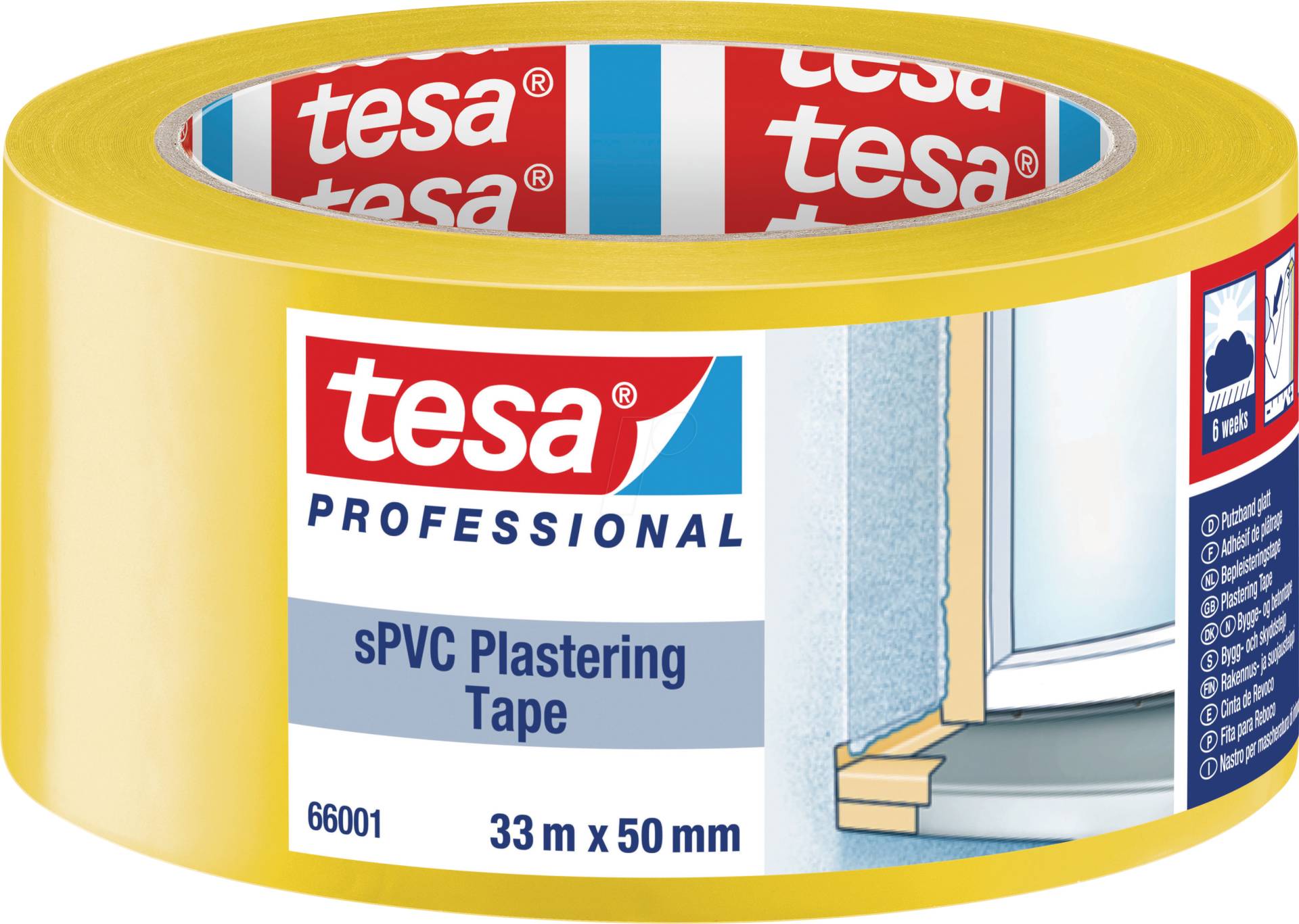 TESA 66001 GE - Putzband sPVC, glatt, 33 m x 50 mm, gelb TESA 66001 GE - Putzband sPVC, glatt, 33 m x 50 mm, gelb von Tesa