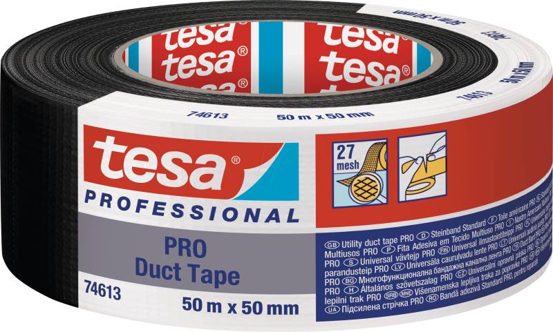 TESA 74613 SW - Gewebeband tesa PRO, 50 m x 50 mm, schwarz von Tesa