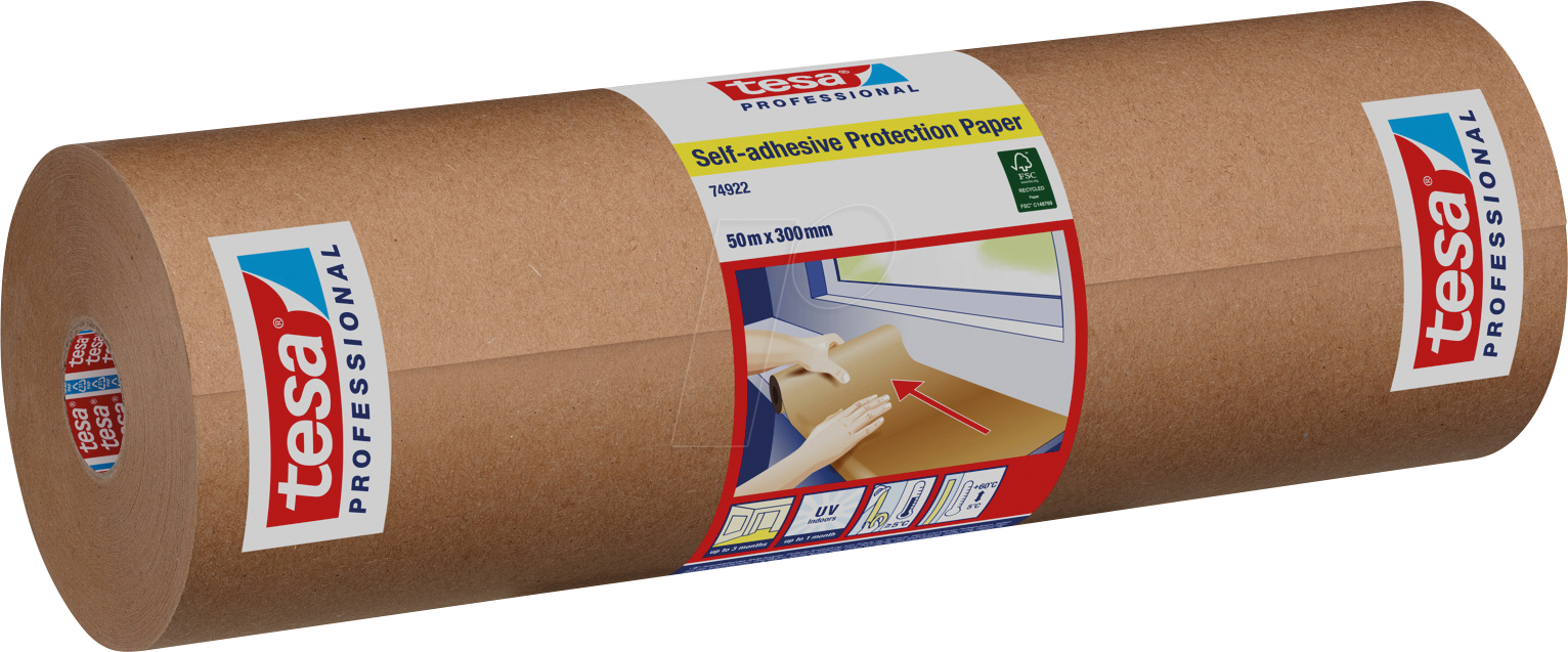 TESA 74922-01 - tesa® klebendes Schutzpapier 50 m x 30 cm von Tesa