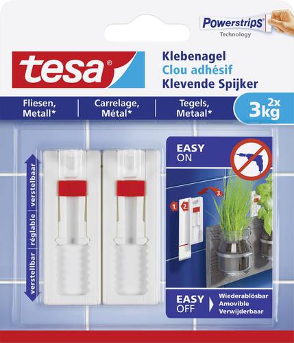 tesa 77764 Klebenagel verstellbar Weiß Inhalt: 2 St. von Tesa