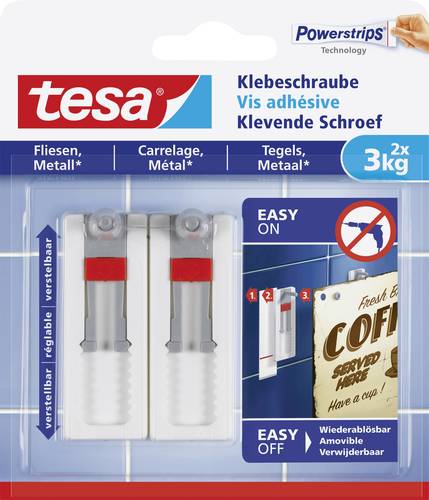 TESA 77765 Klebeschraube verstellbar Weiß Inhalt: 2St. von Tesa