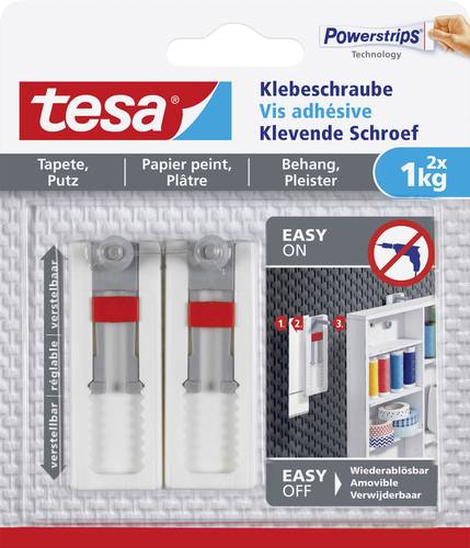TESA 77775 Klebeschraube verstellbar Weiß Inhalt: 2St. von Tesa