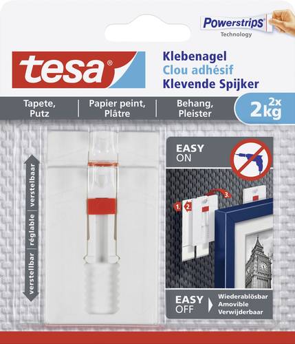 TESA 77777 Klebenagel verstellbar Weiß Inhalt: 2St. von Tesa