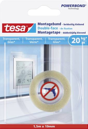 TESA GLASS 77740-00000-00 Montageband tesa® Powerbond Transparent (L x B) 1.5m x 19mm 1St. von Tesa