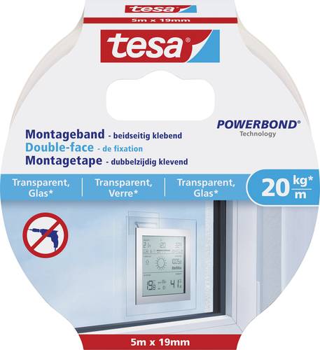 TESA GLASS 77741-00000-00 Montageband tesa® Powerbond Transparent (L x B) 5m x 19mm 1St. von Tesa
