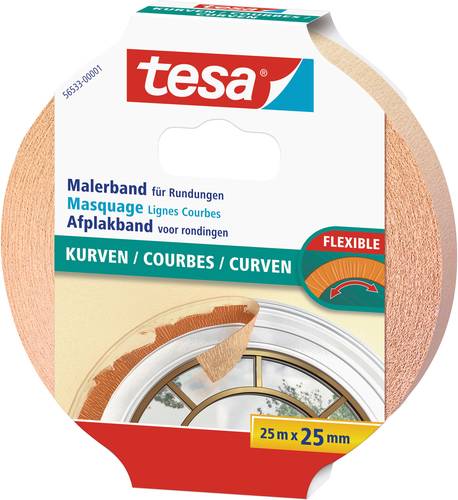 TESA KURVEN 56533-00001-02 Kreppband Beige (L x B) 25m x 25mm 1St. von Tesa