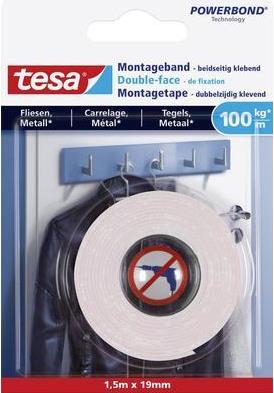 TESA Montageband Tesa® POWERBOND Weiß (L x B) 1500 mm x 19 mm Inhalt: 1 Rolle(n) (77746-00000-00) von Tesa
