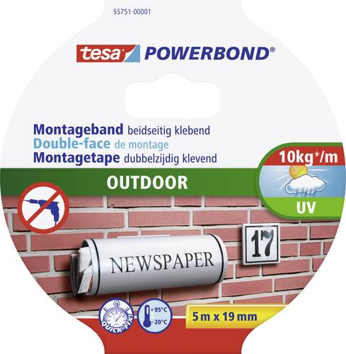 TESA OUTDOOR 55751-00001-03 Montageband tesa® Powerbond Schwarz (L x B) 5m x 19mm 1St. von Tesa