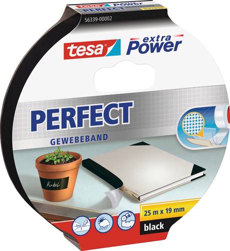 TESA PERFECT 56339-00002-01 Gewebeklebeband tesa® extra Power Schwarz (L x B) 25m x 19mm 1St. von Tesa