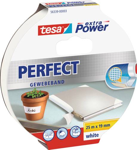 TESA PERFECT 56339-00003-01 Gewebeklebeband tesa® extra Power Weiß (L x B) 25m x 19mm 1St. von Tesa