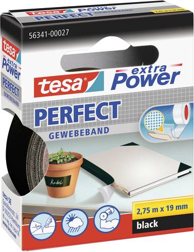 TESA PERFECT 56341-00027-03 Gewebeklebeband tesa® extra Power Schwarz (L x B) 2.75m x 19mm 1St. von Tesa