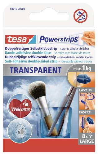 TESA POWERSTRIPS® Doppelseitiger Klebestreifen (L x B) 50mm x 20mm Transparent Inhalt: 8St. von Tesa