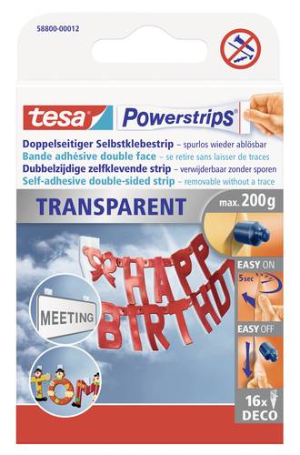 TESA POWERSTRIPS® Doppelseitiger Klebestreifen Transparent Inhalt: 16St. von Tesa