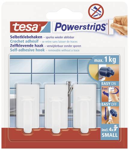 TESA POWERSTRIPS® Klebehaken Small Classic Weiß Inhalt: 3St. von Tesa
