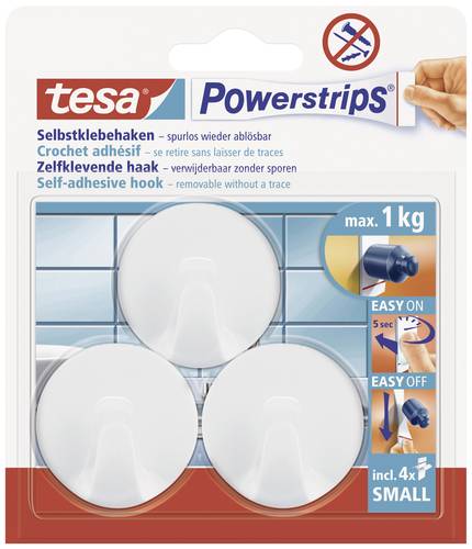 TESA POWERSTRIPS® Klebehaken Small Rund Weiß Inhalt: 3St. von Tesa