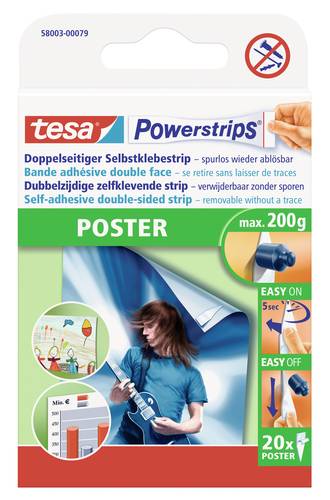 TESA POWERSTRIPS® Poster Doppelseitiger Klebestreifen Weiß Inhalt: 20St. von Tesa