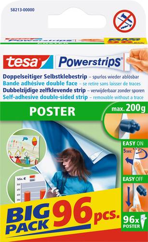 TESA POWERSTRIPS® Poster Doppelseitiger Klebestreifen Weiß Inhalt: 96St. von Tesa