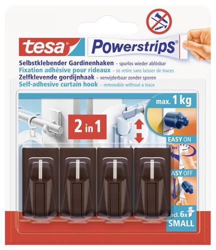 TESA POWERSTRIPS® Vario Gardinenhaken Braun Inhalt: 4St. von Tesa
