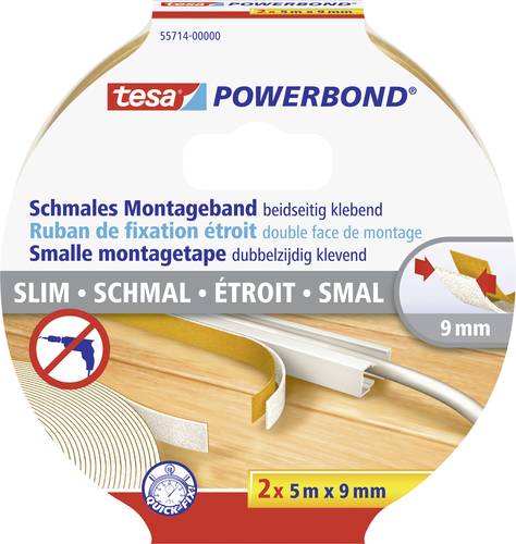 TESA SLIM 55714-00000-00 Montageband tesa® Powerbond Weiß (L x B) 5m x 9mm 2St. von Tesa