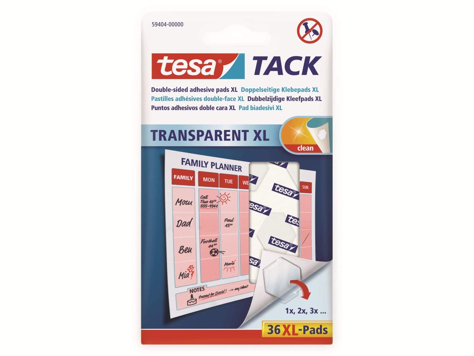 TESA Tack® Doppelseitige Klebepads XL, 36 Stück, 59404-00000-00 von Tesa
