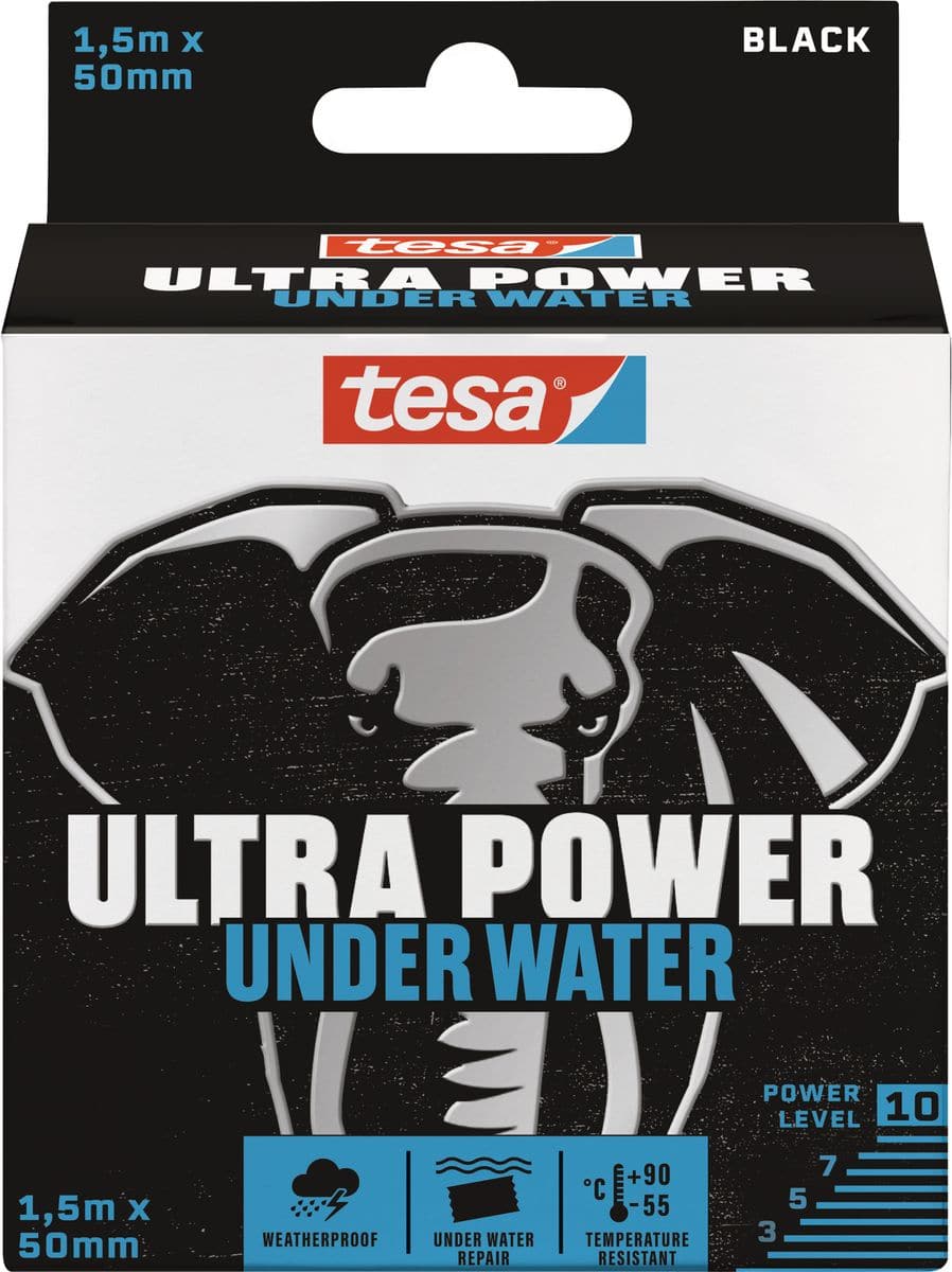 TESA Ultra Power Under Water, Reparaturband, 50 mm x 1,5 m, schwarz von Tesa
