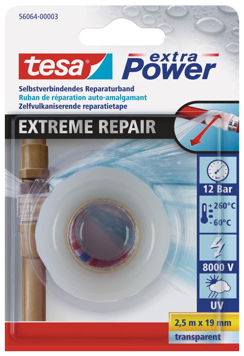 TESA extra Power Extreme Repair, Reparaturband, 19 mm x 2,5 m, transparent von Tesa