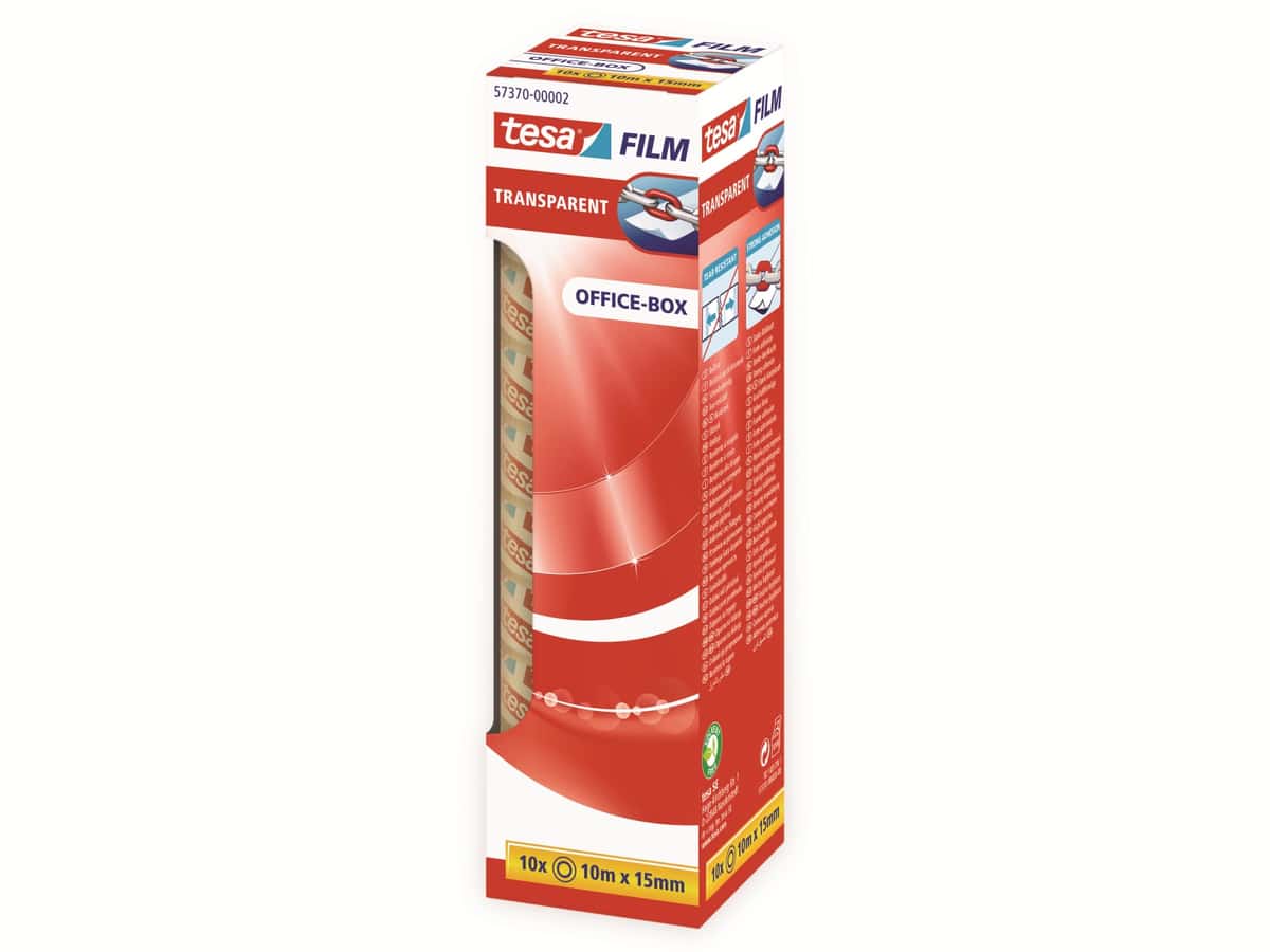 TESA film® transparent, 10 Rollen, Office Box, 10m:15mm, 57370-00002-11 von Tesa