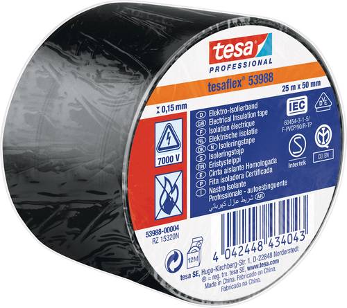 Tesa 53988-00004-00 Isolierband tesa® Professional Schwarz (L x B) 25m x 50mm 1St. von Tesa