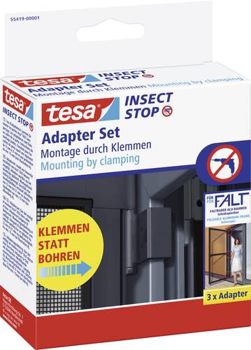 Tesa 55419-01-00 Falt Fliegengitter Adapter-Set Passend für Marke (Tiervertreiber) Tesa Fliegengitt von Tesa