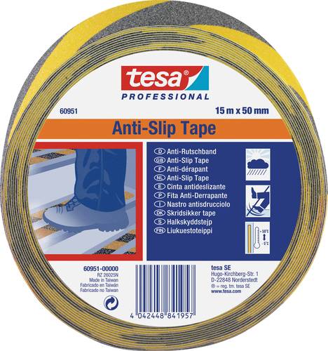 Tesa 60951-00000-00 Anti-Rutschband tesa® Professional Schwarz, Gelb (L x B) 15m x 50mm 1St. von Tesa