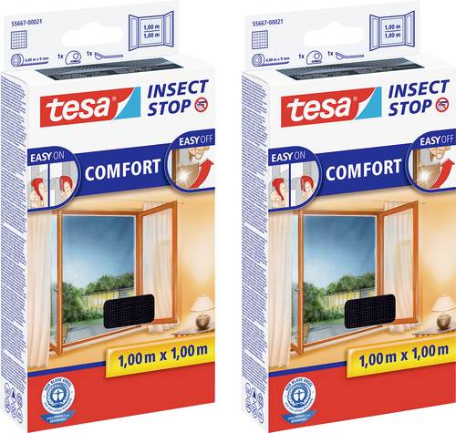 Tesa COMFORT 55667-00500-00 Fliegengitter (B x H) 1000mm x 1000mm Anthrazit 2St. von Tesa
