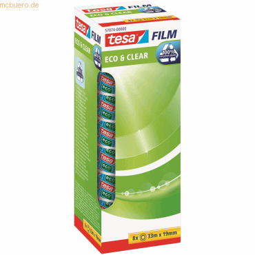 12 x Tesa Klebefilm Eco & Clear 19mmx33m transparent VE=10 Stück 12 x Tesa Klebefilm Eco & Clear 19mmx33m transparent VE=10 Stück von Tesa