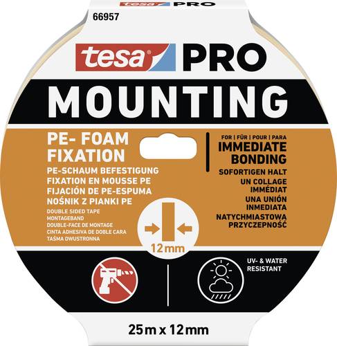 Tesa Mounting PRO PE-Fixation 66957-00000-00 Montageband Weiß (L x B) 25m x 12mm 1St. von Tesa