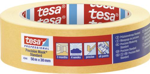 Tesa PRECISION STANDARD 04344-00002-00 Kreppband Präzisionskrepp® Gelb (L x B) 50m x 30mm 1St. von Tesa