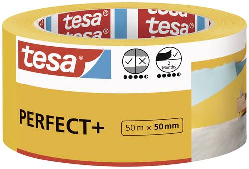 Tesa Perfect+ 56538-00000-00 Malerabdeckband Gelb (L x B) 50m x 50mm 1St. von Tesa
