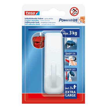 Tesa Powerstrips Haken XL 3kg rechteckig weiß Tesa Powerstrips Haken XL 3kg rechteckig weiß von Tesa