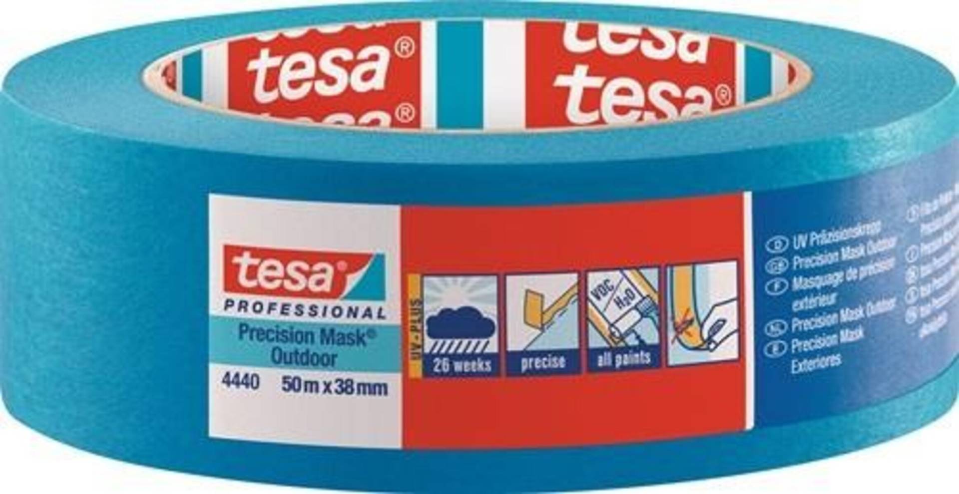 Tesa Präzisionskrepp 4440 Außen UV PLUS glatt blau L.50m B.38mm Rl. Tesa Präzisionskrepp 4440 Außen UV PLUS glatt blau L.50m B.38mm Rl. von Tesa