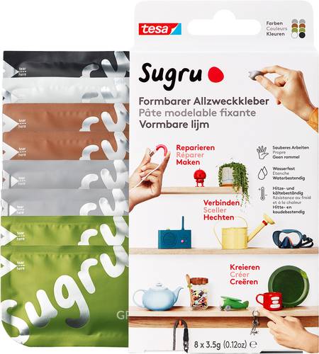 Tesa Sugru Klebeknete 41285-00001-00 Schwarz, Weiß, Grün, Braun, Grau 8St. von Tesa