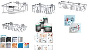 tesa Duschkorb ALUXX S, viereckig, Aluminium verchromt rostfrei, wasserbeständig, runde Wandplatten, Befestigung - 1 Stück (40207-00000-00) von Tesa