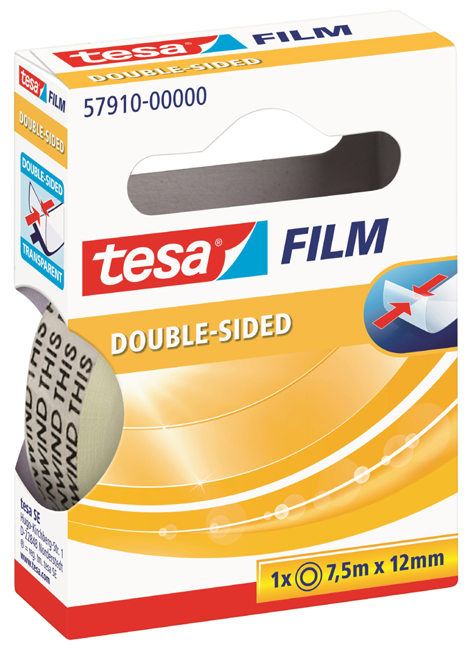 tesa Film, doppelseitig, transparent, 12 mm x 7,5 m von Tesa